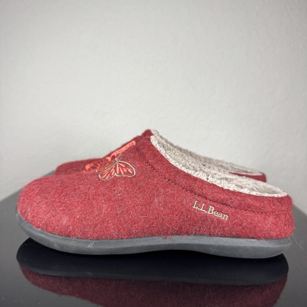 L.L. Bean Daybreak Scuff Slippers Women’s Size 8 Butterfly Motif Brickstone Cozy